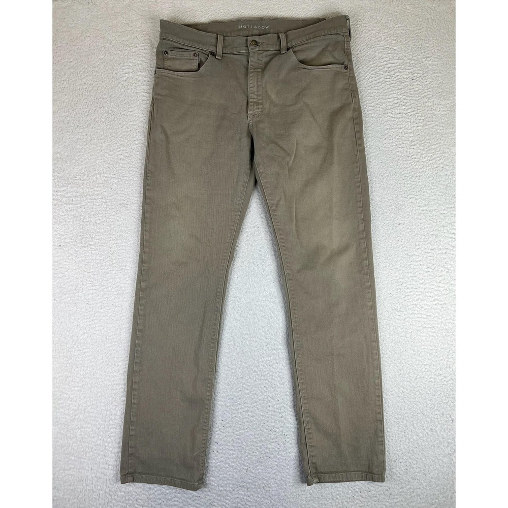 Mott & Bow Mercer Slim Jeans Mens 35x32 Green Tapered Stretch Denim Med Wash